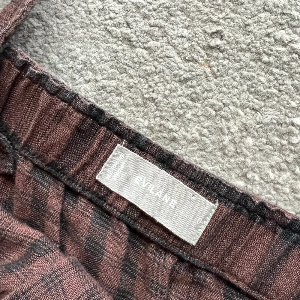 Everlane Brown Plaid Linen Jumpsuit